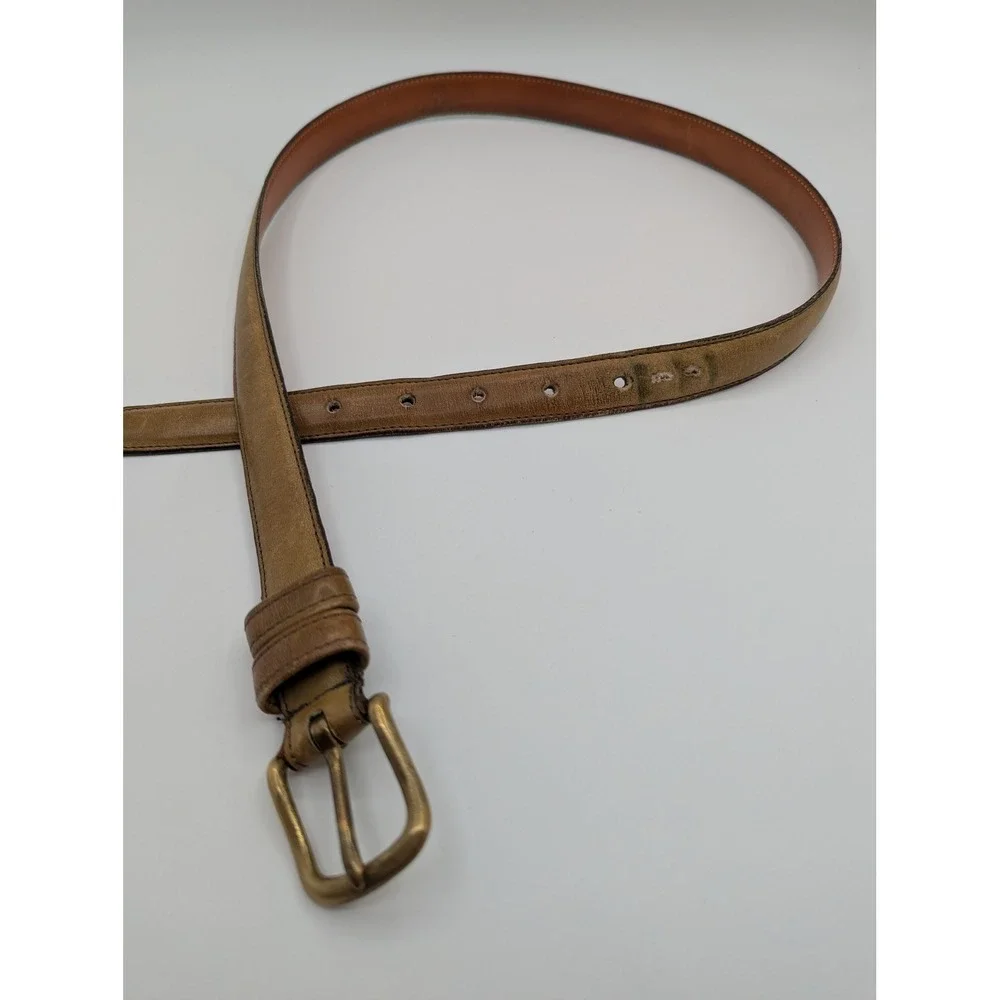 Vintage Coach 8310 Tan Glove Tanned Leather Belt Solid Brass Buckle Size 34 85cm